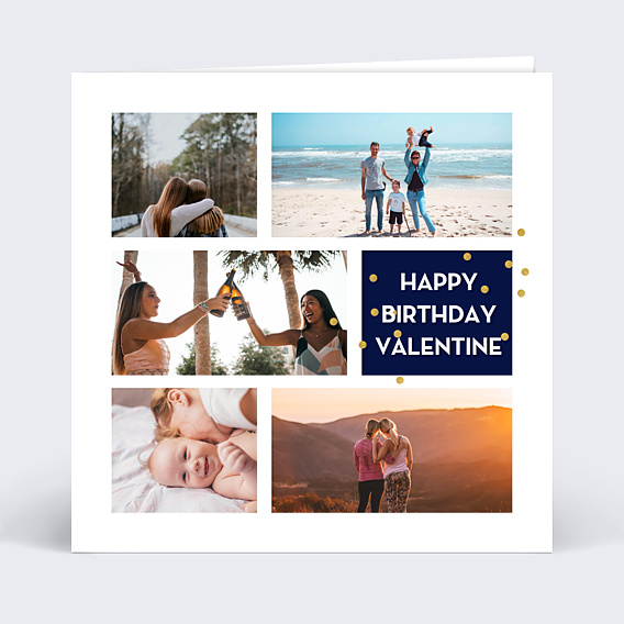 Carte anniversaire Multiphoto Bleu