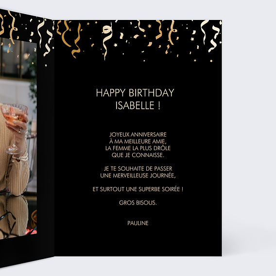 Carte anniversaire Pluie de Confettis Intérieur Droit