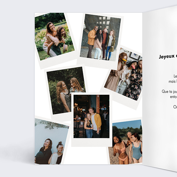 Carte anniversaire Pêle-Mêle 9 Polaroid Intérieur Gauche