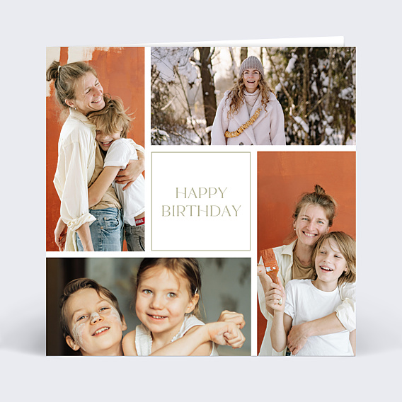 Carte anniversaire Etiquette Carré