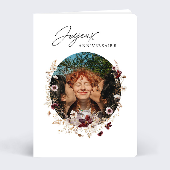 Carte anniversaire adulte Couronne de Fleurs Sauvages