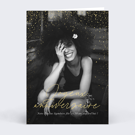 Carte anniversaire adulte Photo Paillettes