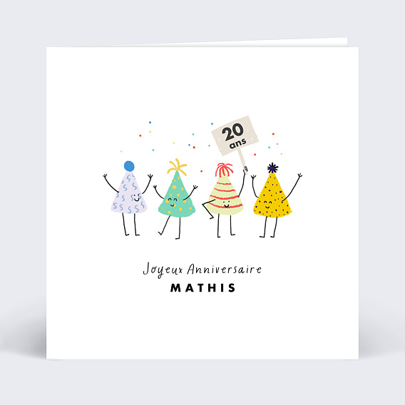 Carte anniversaire adulte Chapeaux Festifs