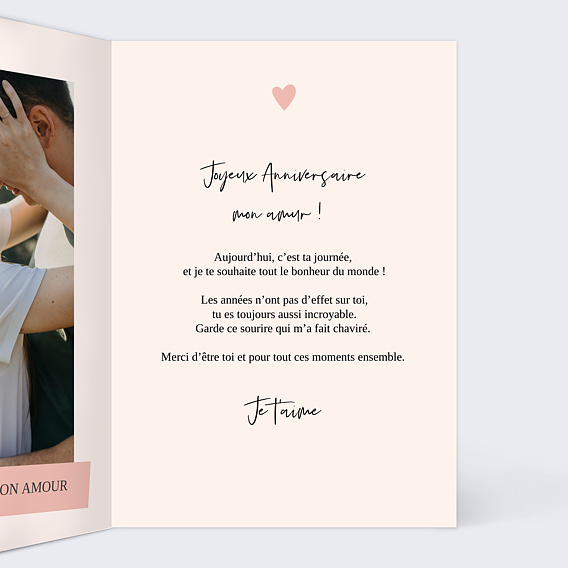 Carte anniversaire Passionnément Intérieur Droit