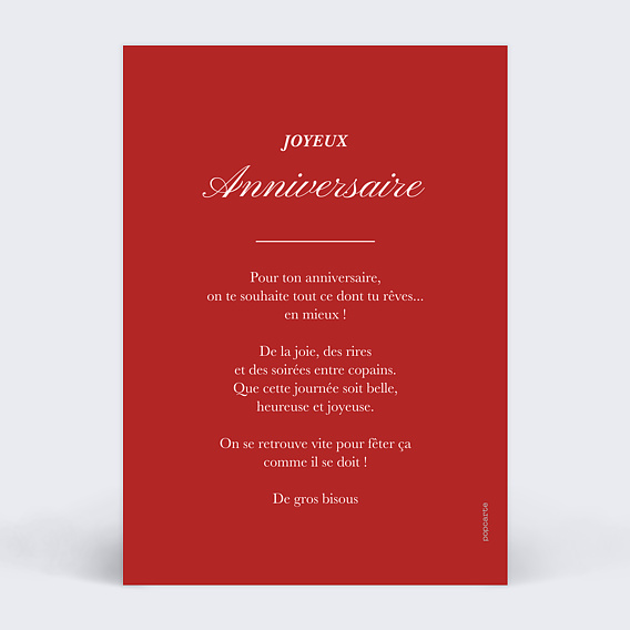 Carte anniversaire Lettrage héritage Verso