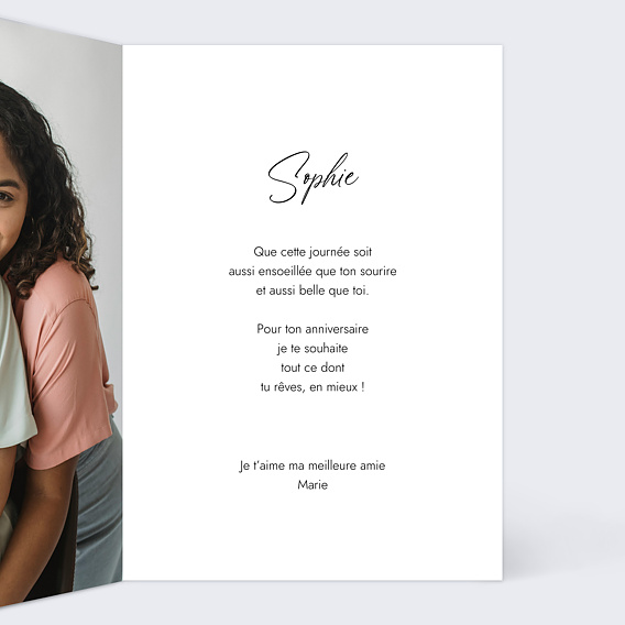 Carte anniversaire Amis en aquarelle Intérieur Droit