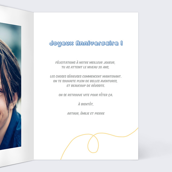 Carte anniversaire Level Up Intérieur Droit