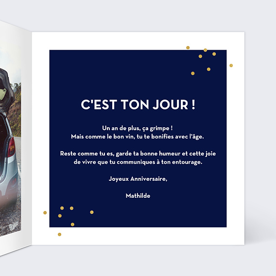 Carte anniversaire Multiphoto Bleu Intérieur Droit