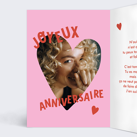 Carte anniversaire Coeur Génial Intérieur Gauche