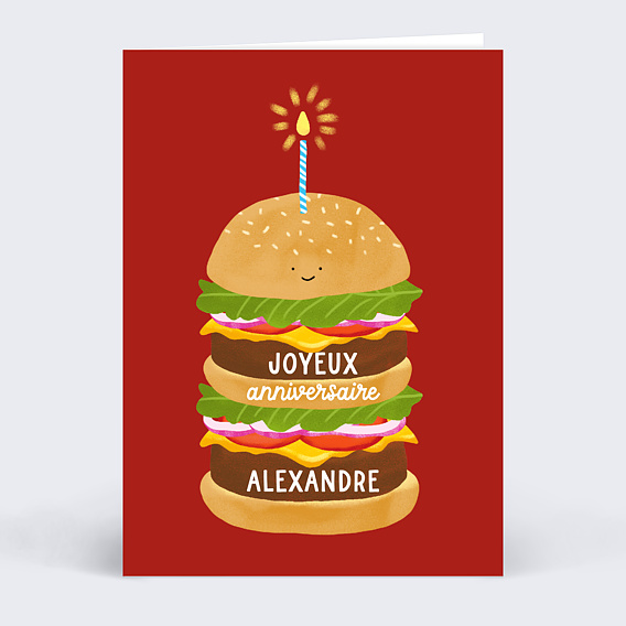 Carte anniversaire adulte Burger d'Anniversaire