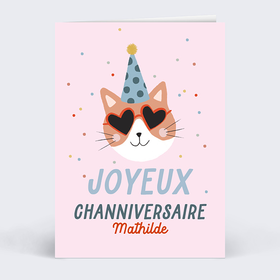 Carte anniversaire adulte Chat Festif