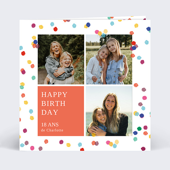 Carte anniversaire Confettis Colorés