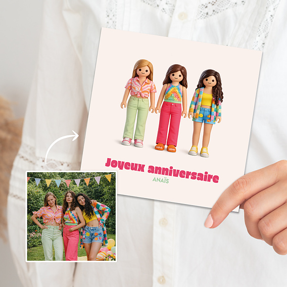 Carte anniversaire Portrait en figurine