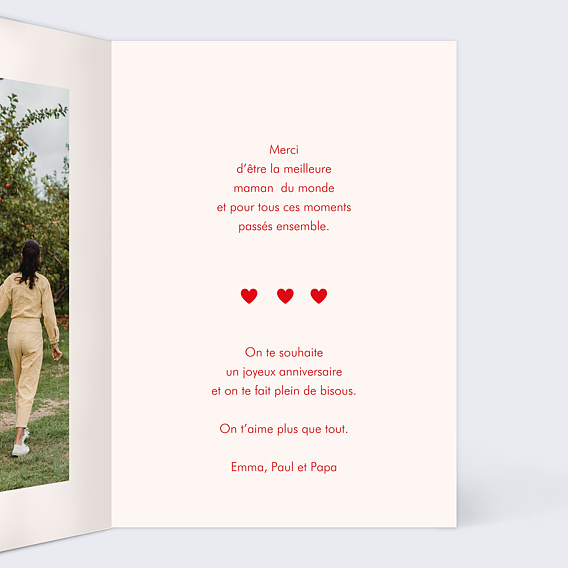 Carte anniversaire 1001 cœurs Intérieur Droit