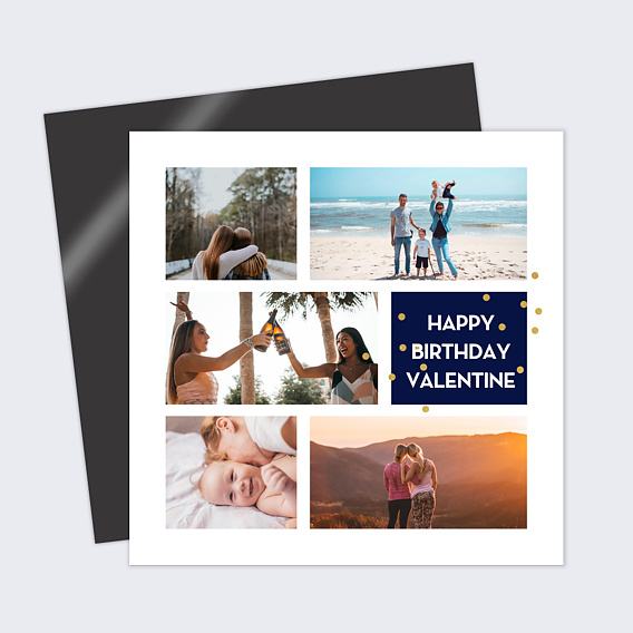 Carte anniversaire Multiphoto Bleu