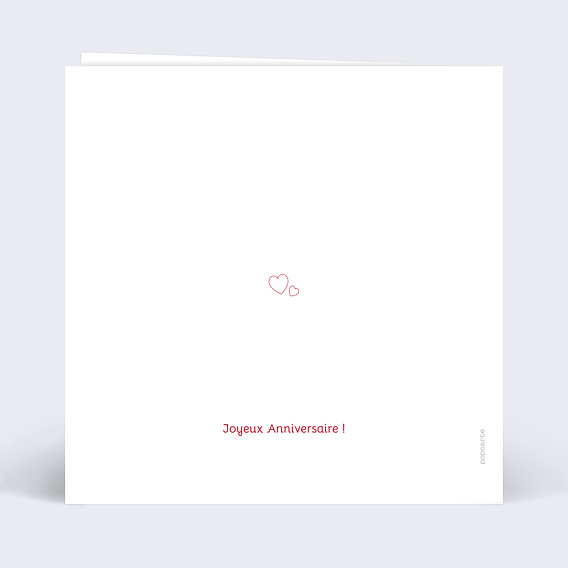 Carte anniversaire Forme Cœur Verso