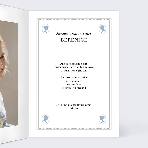 Carte anniversaire Portrait régence Intérieur Droit