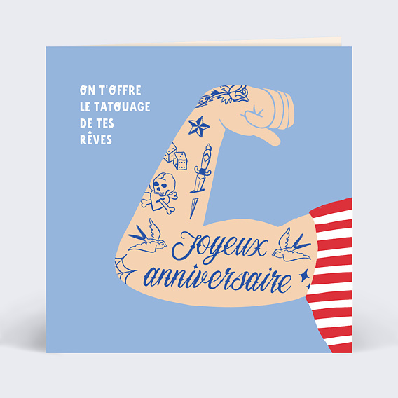 Carte anniversaire Bon pour un tatouage