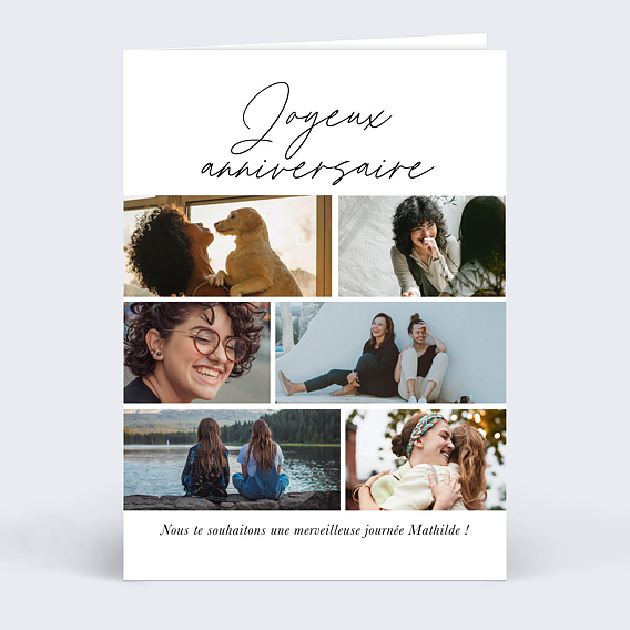 Carte anniversaire Multi Photo Festif