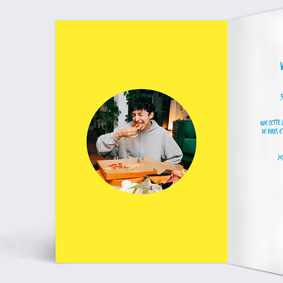 Carte anniversaire Portrait en cartoon Intérieur Gauche