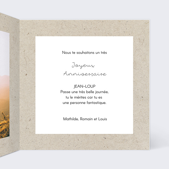 Carte anniversaire Pêle Mêle Coton Intérieur Droit