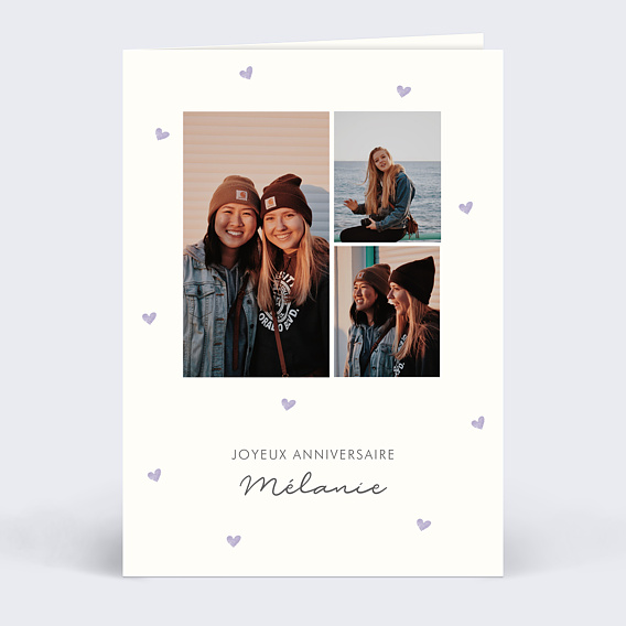 Carte anniversaire Motif Coeurs
