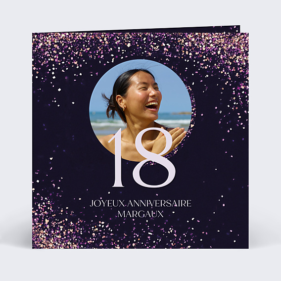 Carte anniversaire Paillettes roses