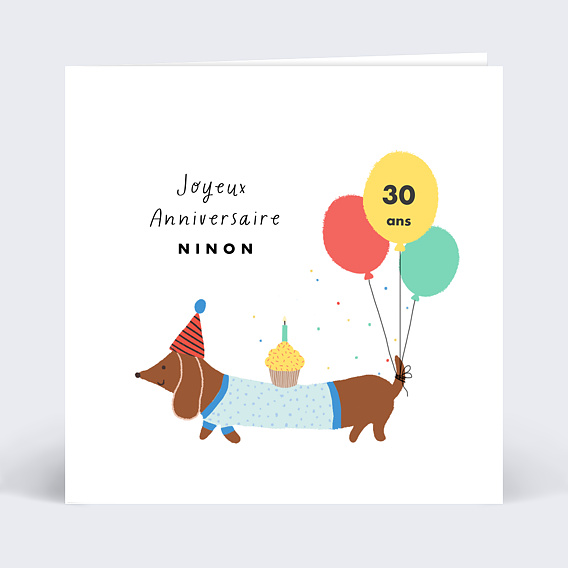 Carte anniversaire Chien Saucisse