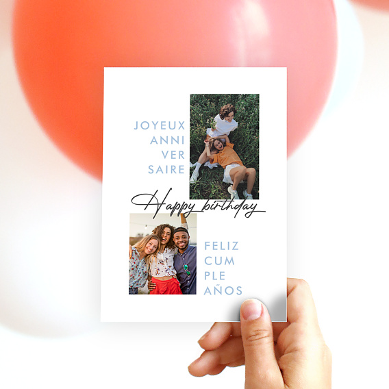 Carte anniversaire Multilingue Après 4
