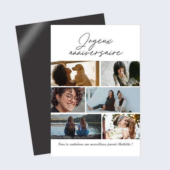Carte anniversaire Multi Photo Festif