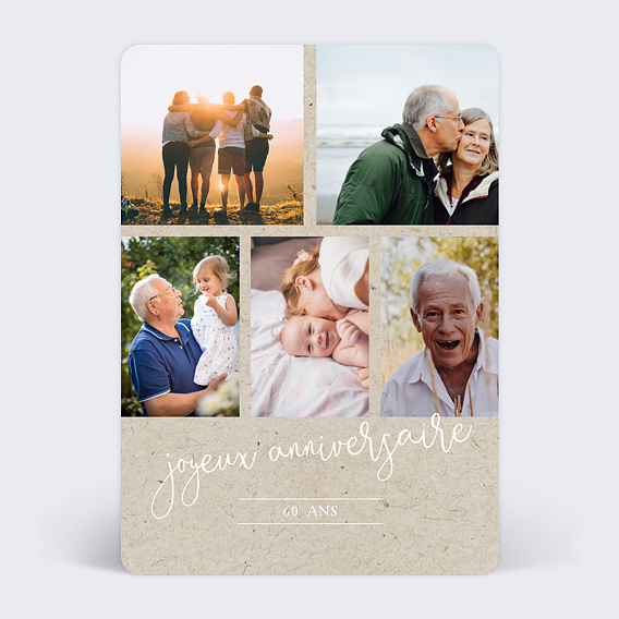 Carte anniversaire Chiné Typographique