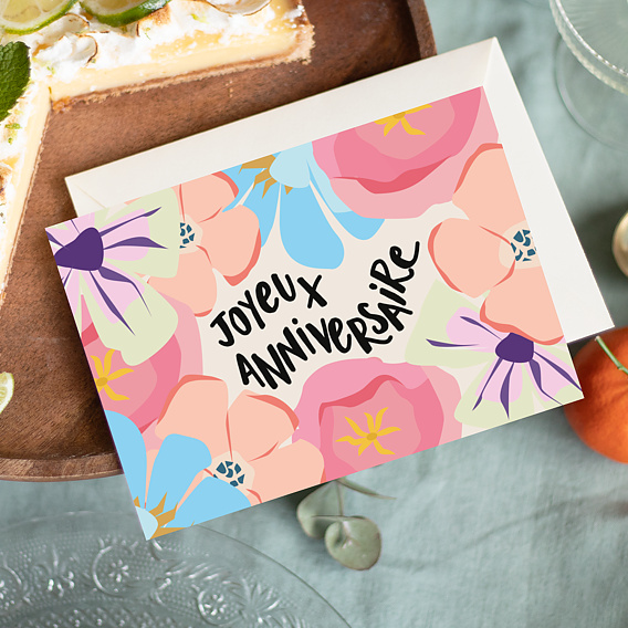 Carte anniversaire Parterre fleuri Après 1