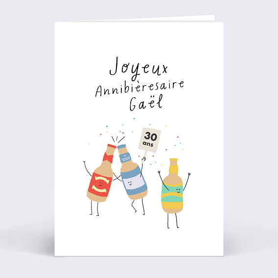 Carte anniversaire Bières en Fête