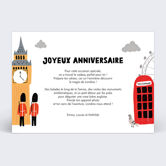 Anniversaire Adulte Bon pour voyage Londres