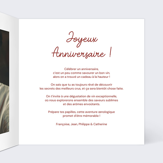 Carte anniversaire Bon pour dégustation vin Intérieur Droit