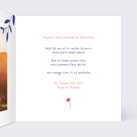 Carte anniversaire Courrier Fleuri Intérieur Droit