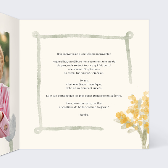 Carte anniversaire Jardin Aquarelle Intérieur Droit