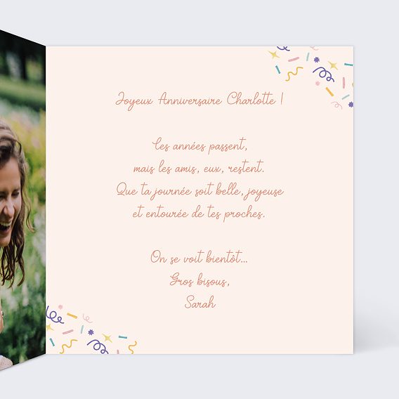 Carte anniversaire Retardataire Intérieur Droit