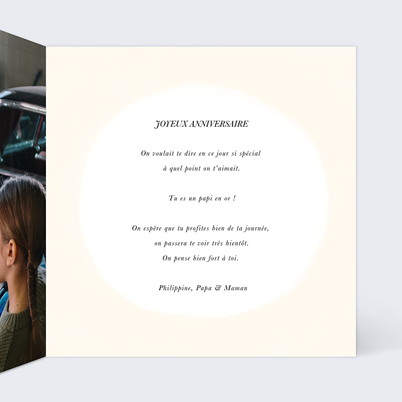 Carte anniversaire Voiture Vintage Intérieur Droit