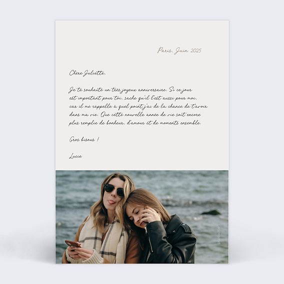 Carte anniversaire Montage Polaroid Verso