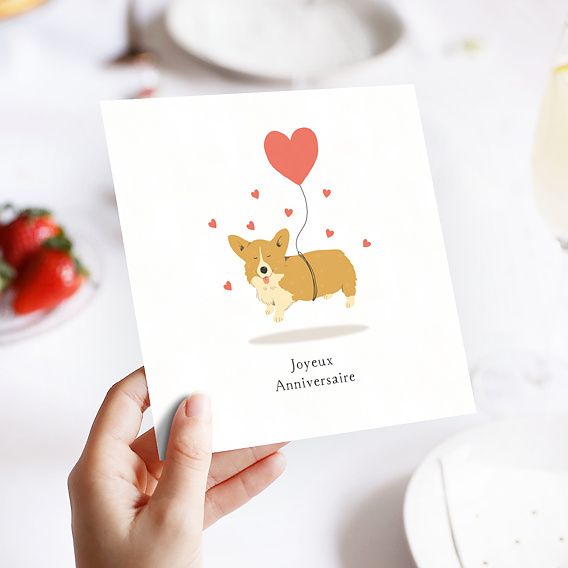 Carte anniversaire Corgi Love Après 4