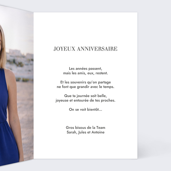 Carte anniversaire Amis en illustration minimaliste Intérieur Droit