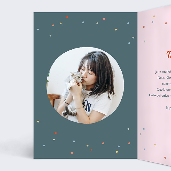 Carte anniversaire Chat Festif Intérieur Gauche