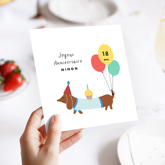 Carte anniversaire Chien Saucisse Après 4