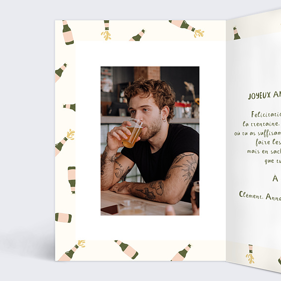 Carte anniversaire adulte Anni-bière-saire Intérieur Gauche