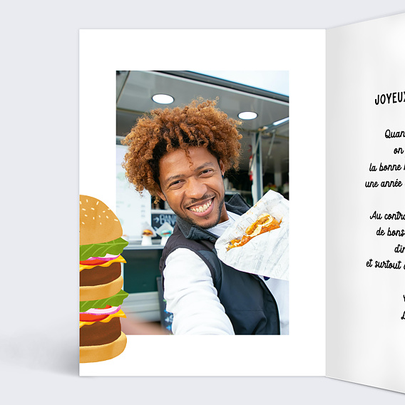 Carte anniversaire Burger d'Anniversaire Intérieur Gauche