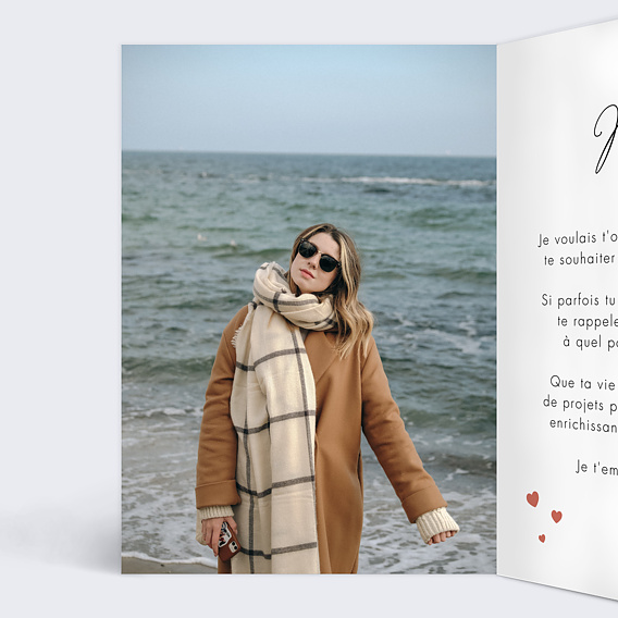 Carte anniversaire Encadré Cœurs Intérieur Gauche