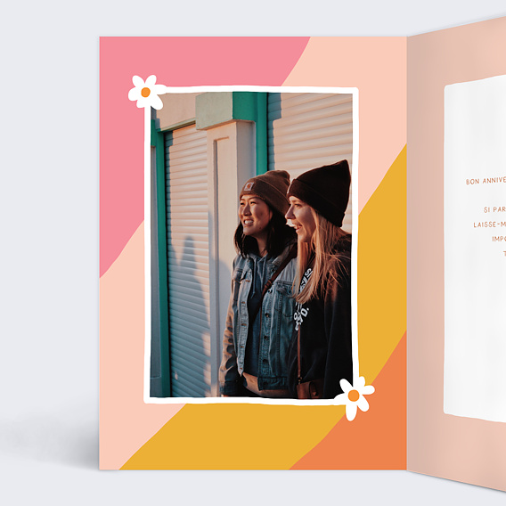 Carte anniversaire adulte Groovy Flowers Intérieur Gauche