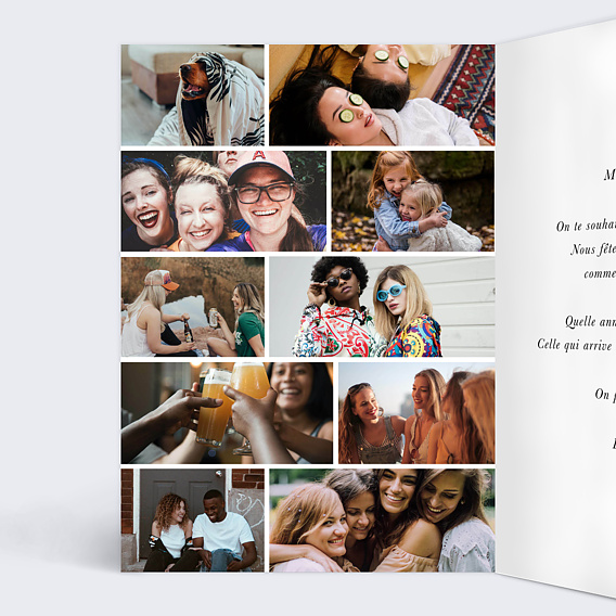 Carte anniversaire Multi Photo Festif Intérieur Gauche