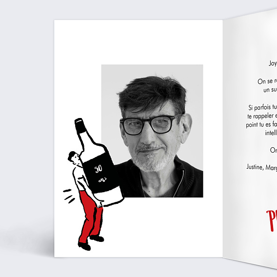 Carte anniversaire Prendre de la bouteille Intérieur Gauche